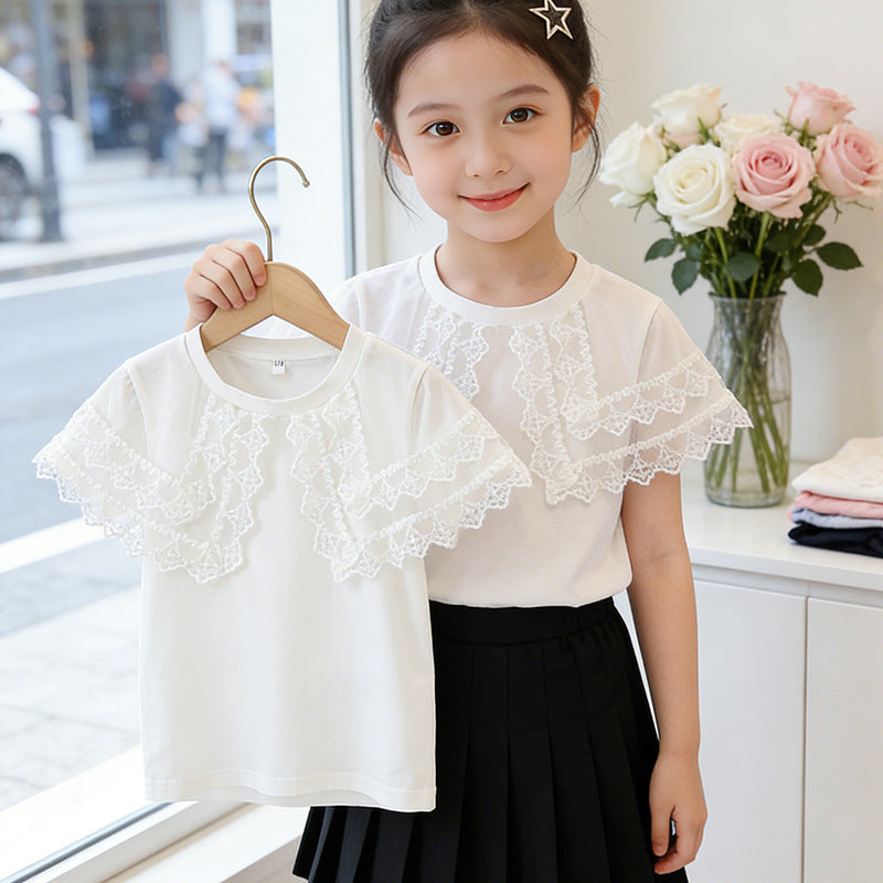 Mädchen T-Shirt mit Rüschendetails Drune