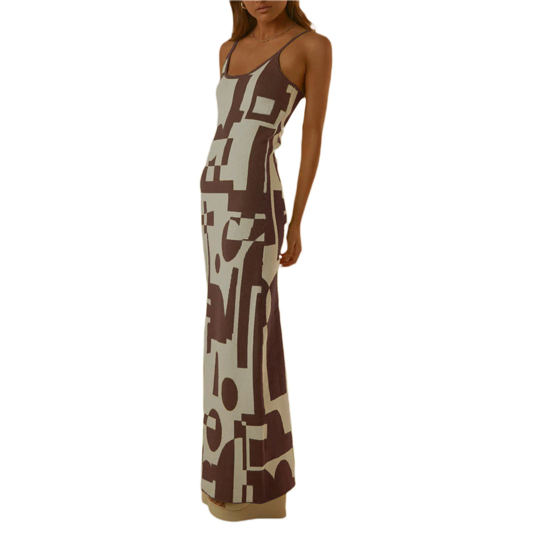 Damen Designer-Midi-Kleid mit stilvollem Grafikmuster Drune