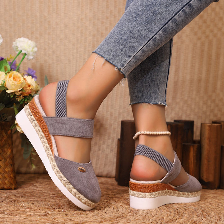 Damen Wedge-Sandaletten mit elastischem Riemendesign und komfortabler Plateausohle Drune