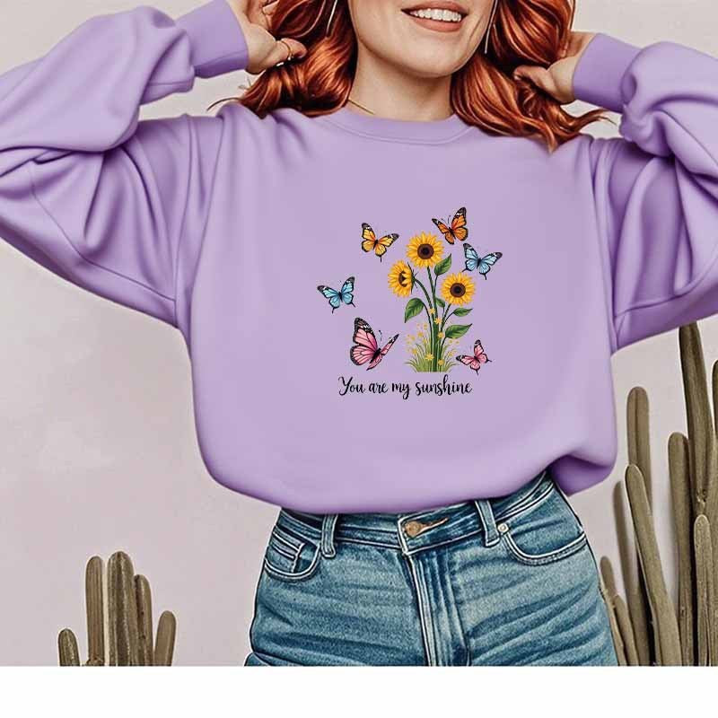 Damen Sweatshirt mit floralem Design und motivierendem Schriftzug Drune