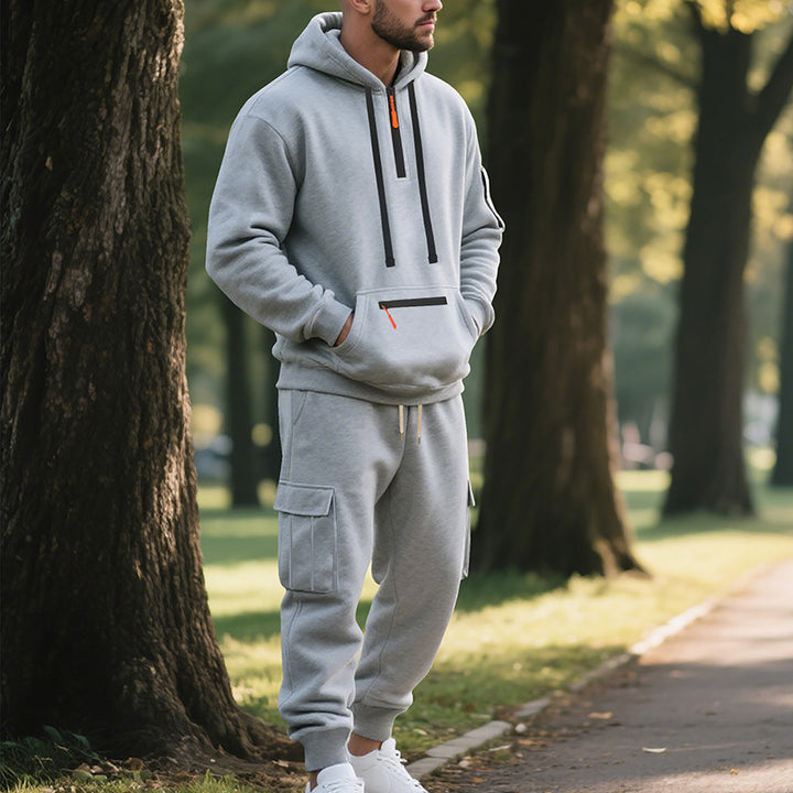 Herren sportliches Hoodie und Bundhose Set mit praktischen Taschen Drune
