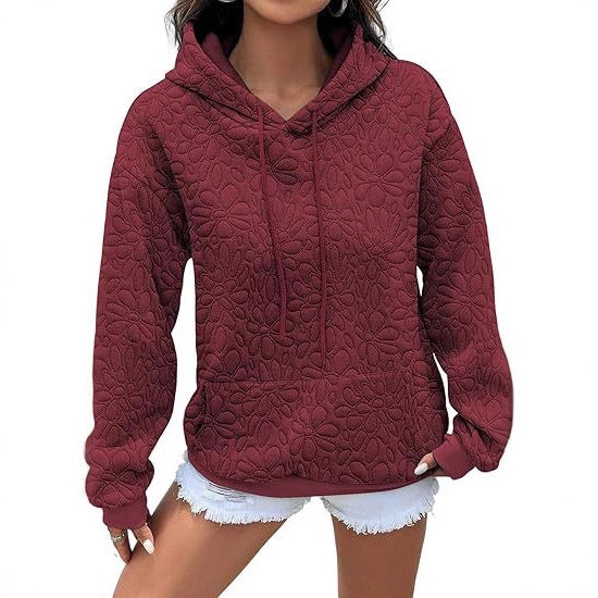 Damen Kapuzenpullover mit floralen Prägungen und großzügiger Passform Drune