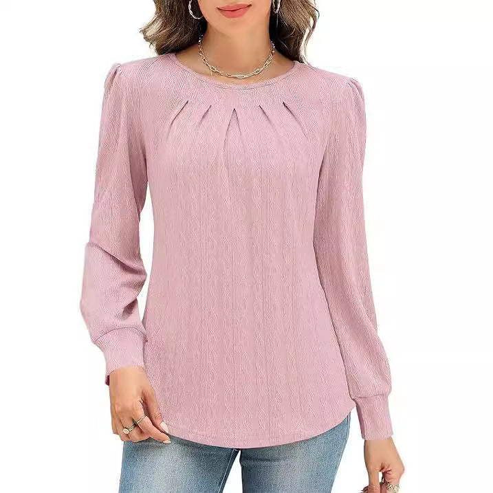 Damen Stylische Bluse mit dekorativem Faltenwurf Drune