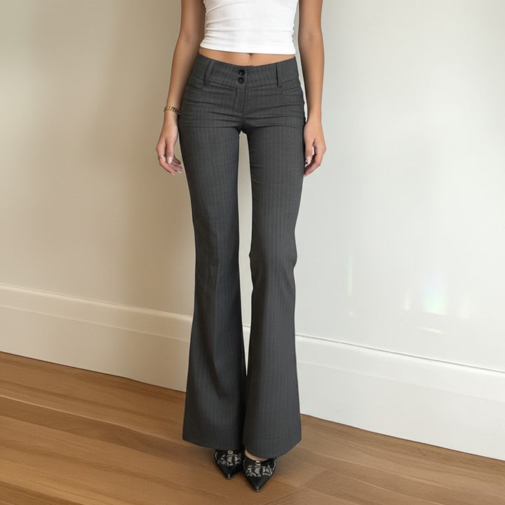 Damen Flared Jeans mit modischem Streifenmuster und hohem Bund Drune