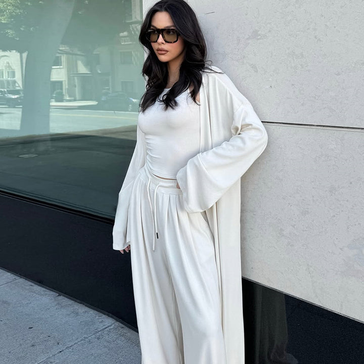 Damen Lässiges Freizeit-Ensemble mit offener Jacke Drune
