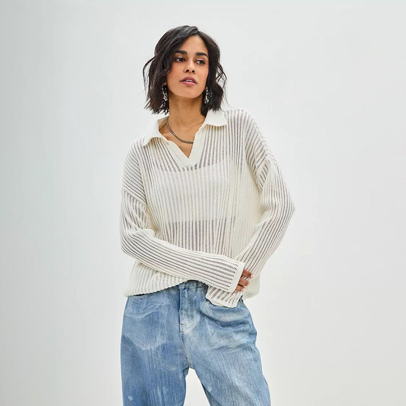 Damen Pullover mit modernem Schnitt und V-Ausschnitt Drune