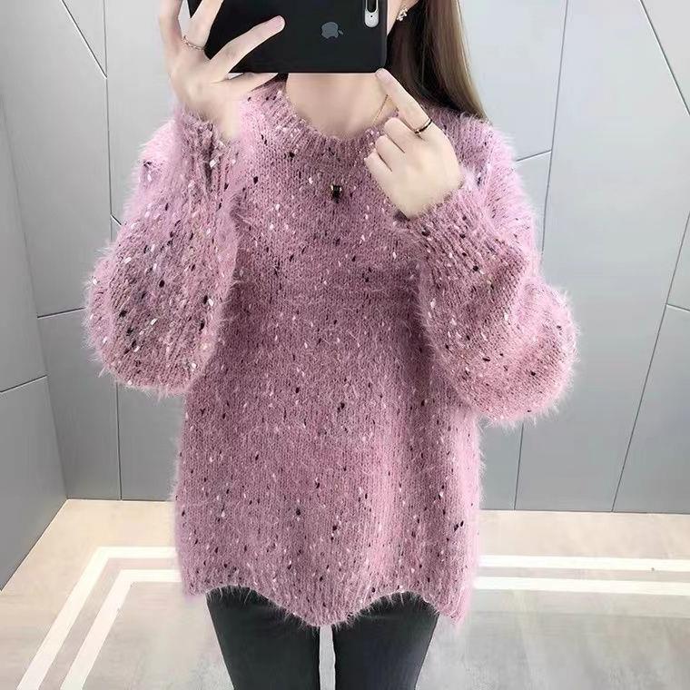 Damen Flauschiger Pulli mit einzigartigem Strukturdesign und funkelnden Akzenten Drune