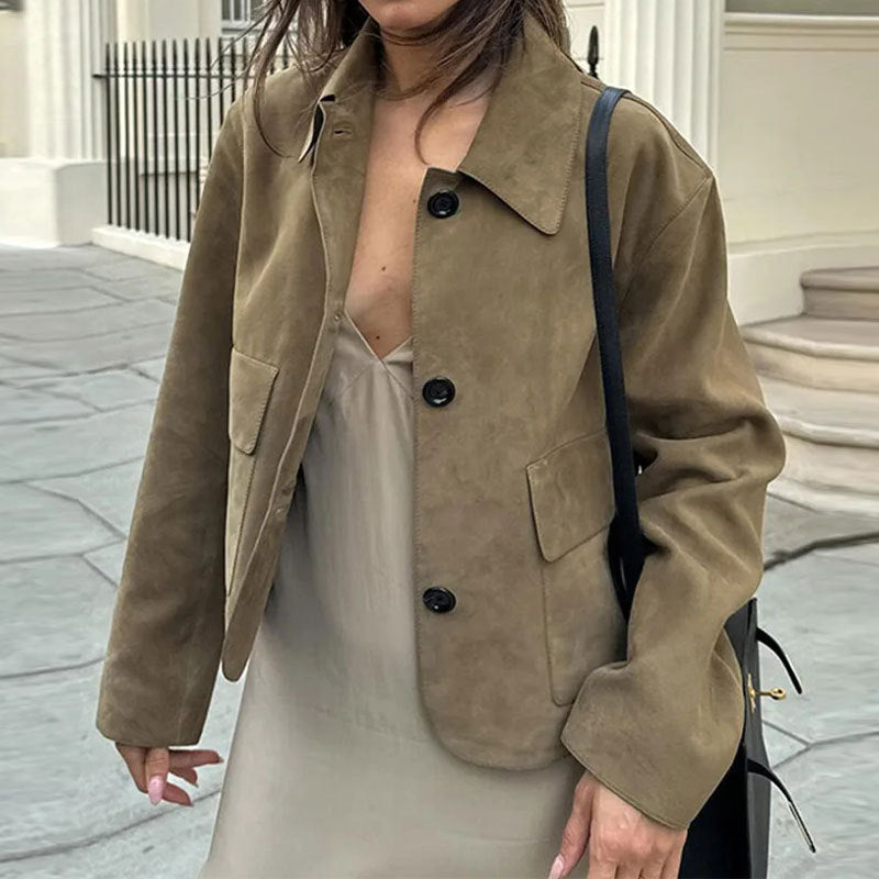 Damen Kurzjacke aus hochwertigem Wildlederimitat Drune