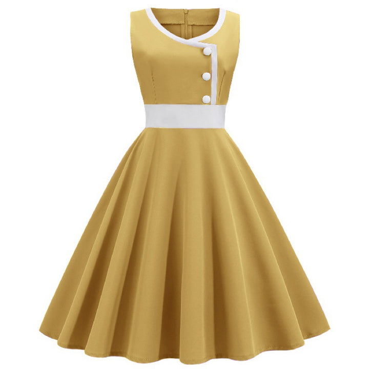 Damen Swingkleid mit hochwertigem A-Linien Schnitt und eleganten Knopfdetails Drune