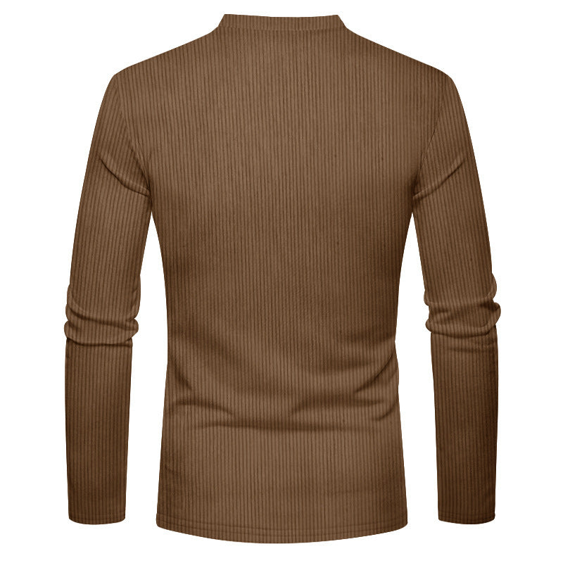 Herren Langarmshirt mit Rippstruktur und bequemem Stehkragen Drune