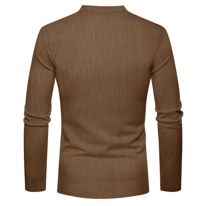 Herren Langarmshirt mit Rippstruktur und bequemem Stehkragen Drune