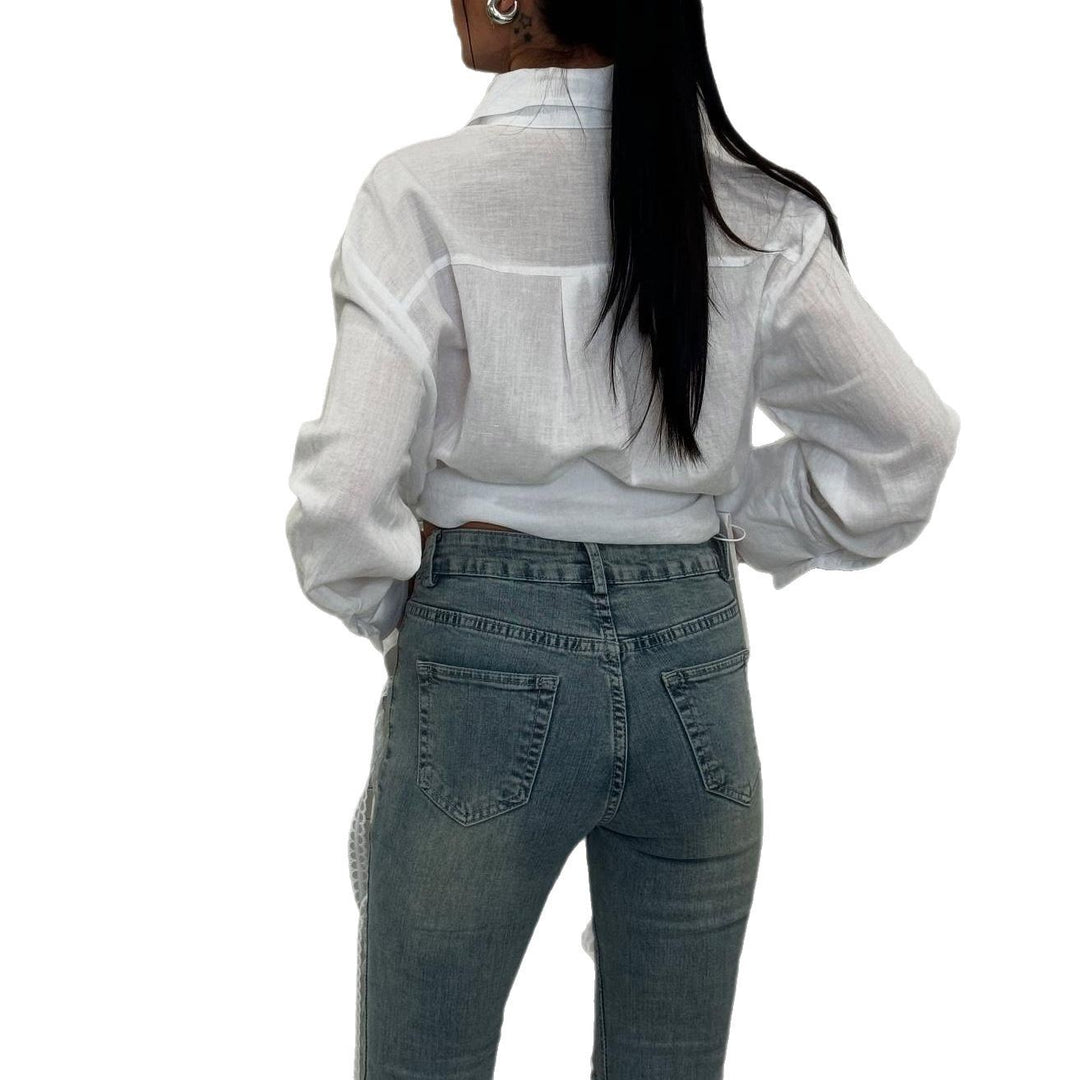 Damen Flared Jeans mit raffiniertem Schnür-Design Drune