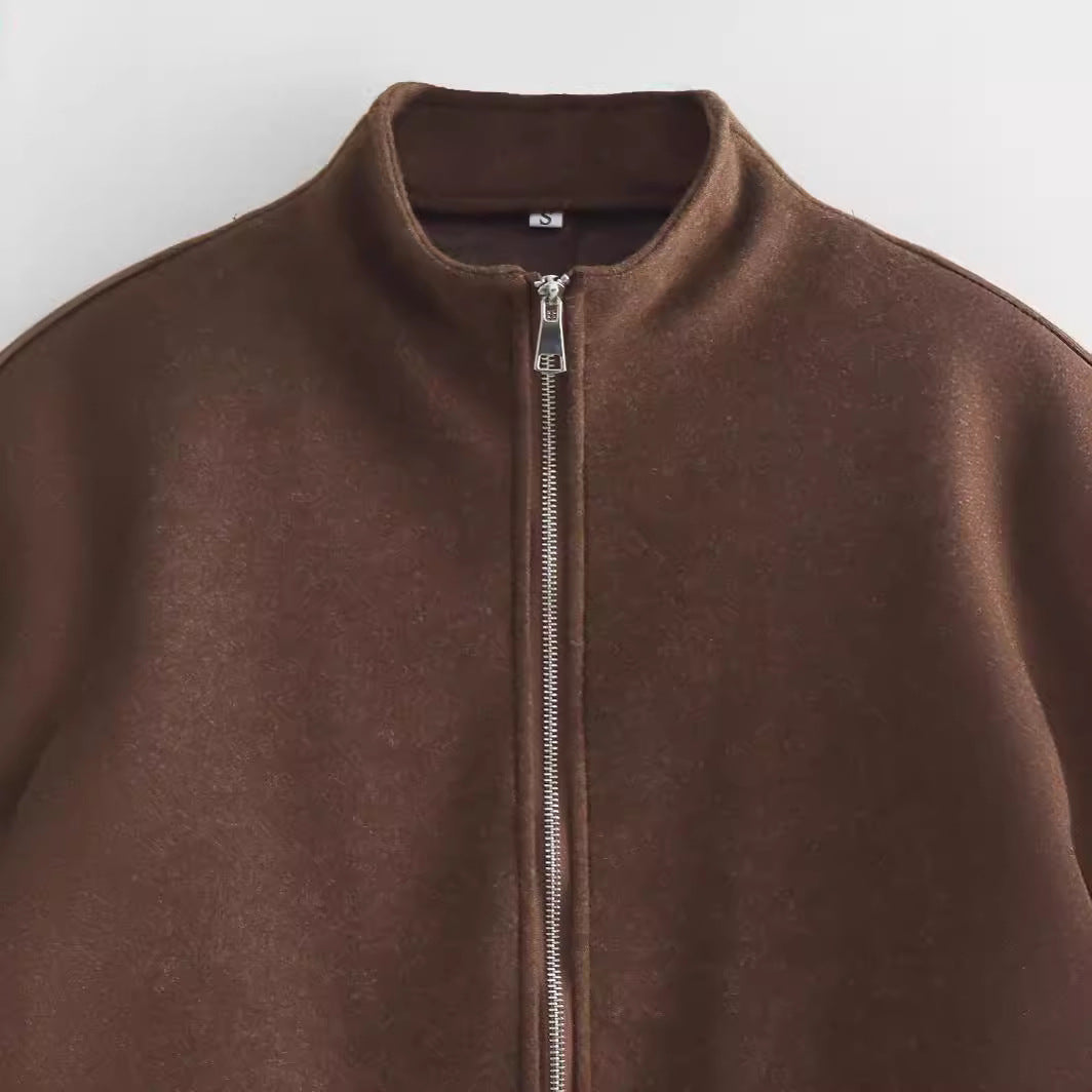 Damen modische Übergangsjacke mit hohem Kragen und praktischen Reißverschlusstaschen Drune