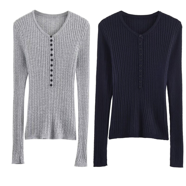 Damen Langarmshirt mit strukturiertem Rippenmuster Drune