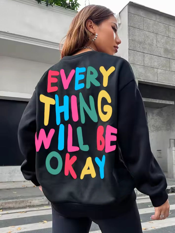 Damen Sweatshirt mit buntem Schriftzug Drune