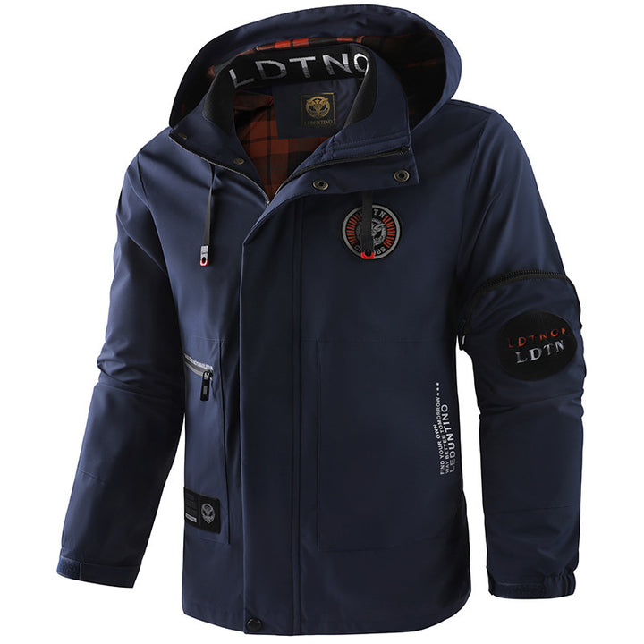 Herren nan wasserdichte Parka-Jacke mit Kapuze, mehrfachen Utility-Taschen, verstärkten Ärmelabschlüssen und winddichter Membran Drune