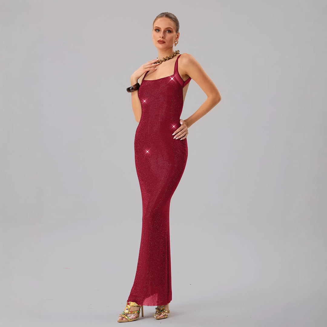 Damen Glamouröses Abendkleid mit funkelnden Pailletten und taillierter Silhouette Drune