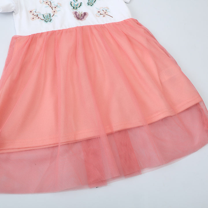 Mädchen Kurzarm Kleid mit floralem Tüllrock Drune