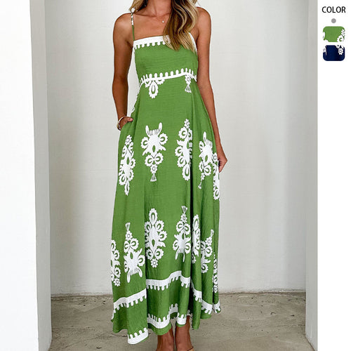 Damen Maxikleid mit floralem Muster und schwingendem Rock Drune