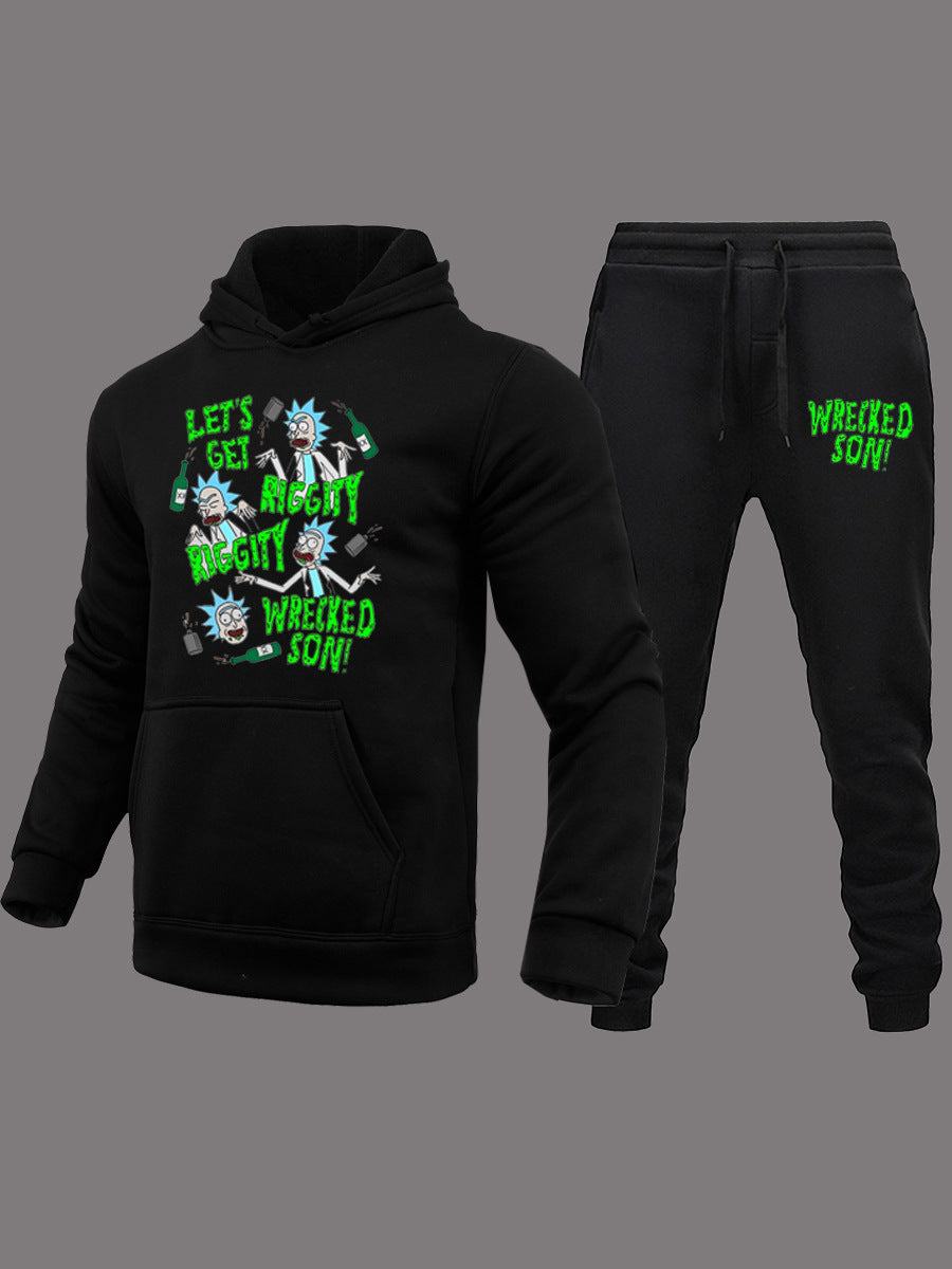 Herren Hoodie und Jogginghose Set mit humorvollem Grafikdruck Drune