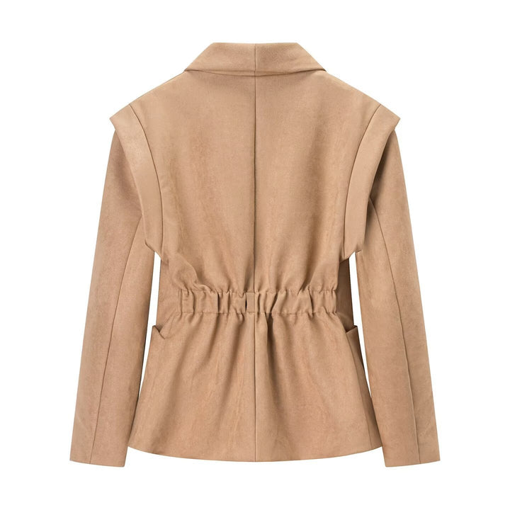 Damen Modische Blazerjacke aus weichem Wildlederimitat Drune