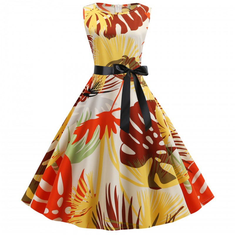 Damen Swingkleid mit floralem Muster und taillierter Silhouette Drune