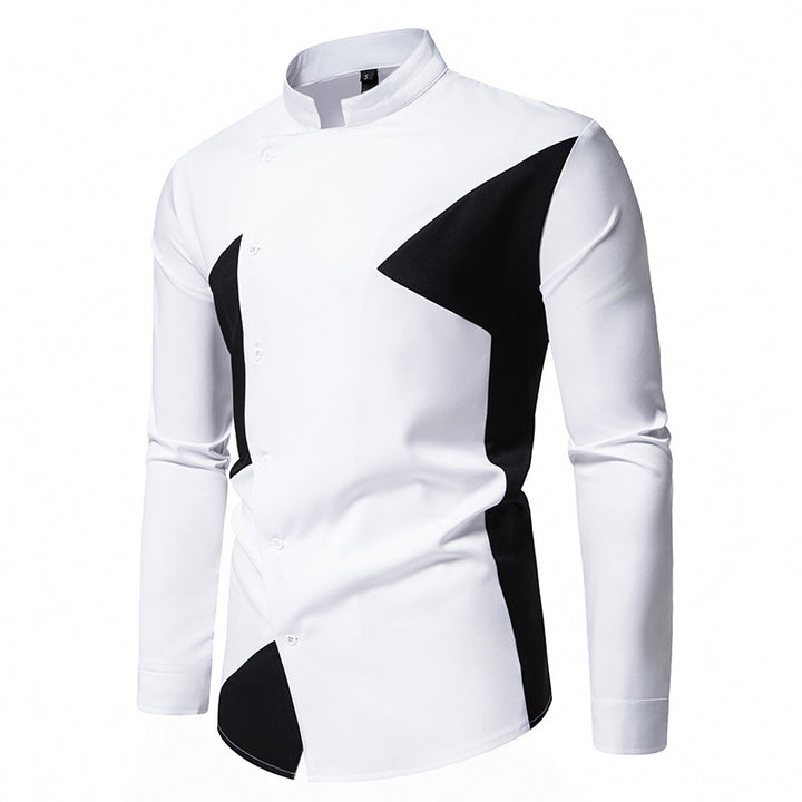 Herren modisches Designerhemd mit asymmetrischem Schnitt und innovativem Knopfdesign Drune