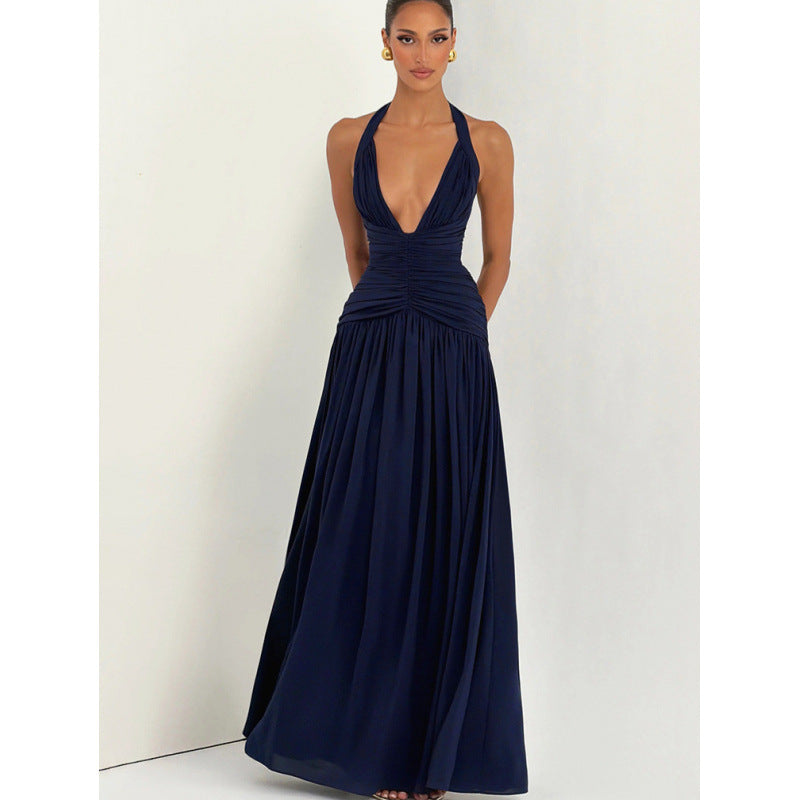 Damen Maxikleid mit raffiniertem Wickeldesign und elegantem Taillenbund Drune