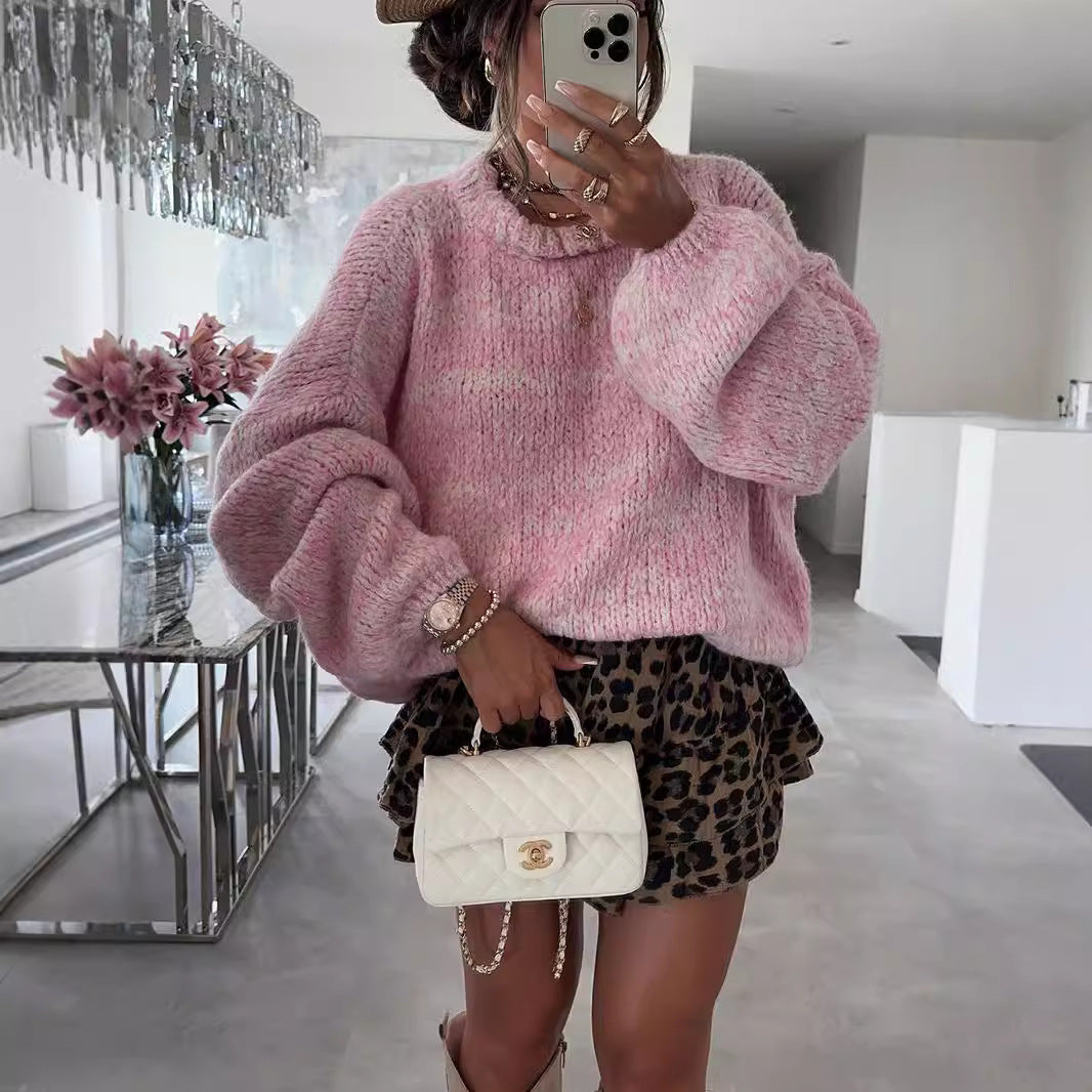 Damen kuscheliger Strickpullover mit voluminösen Ärmeln Drune