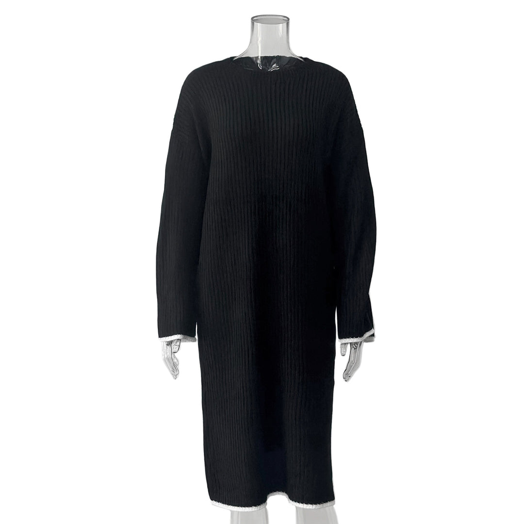 Damen lässiges Strickkleid mit Ribstruktur und weitem Schnitt Drune