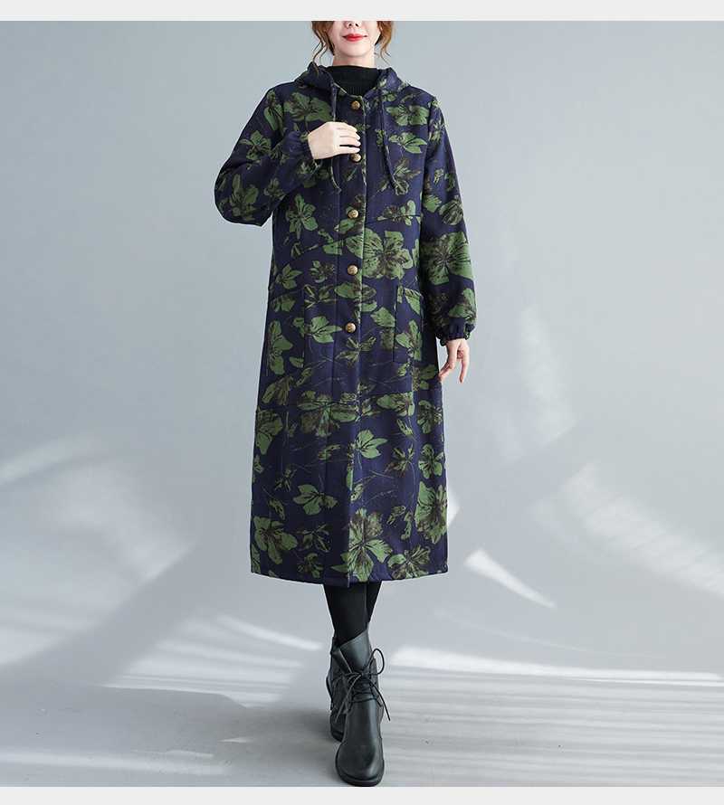 Drune | Steppmantel - Vintage-inspirierter Druck - Lange Wärme - Winterlage