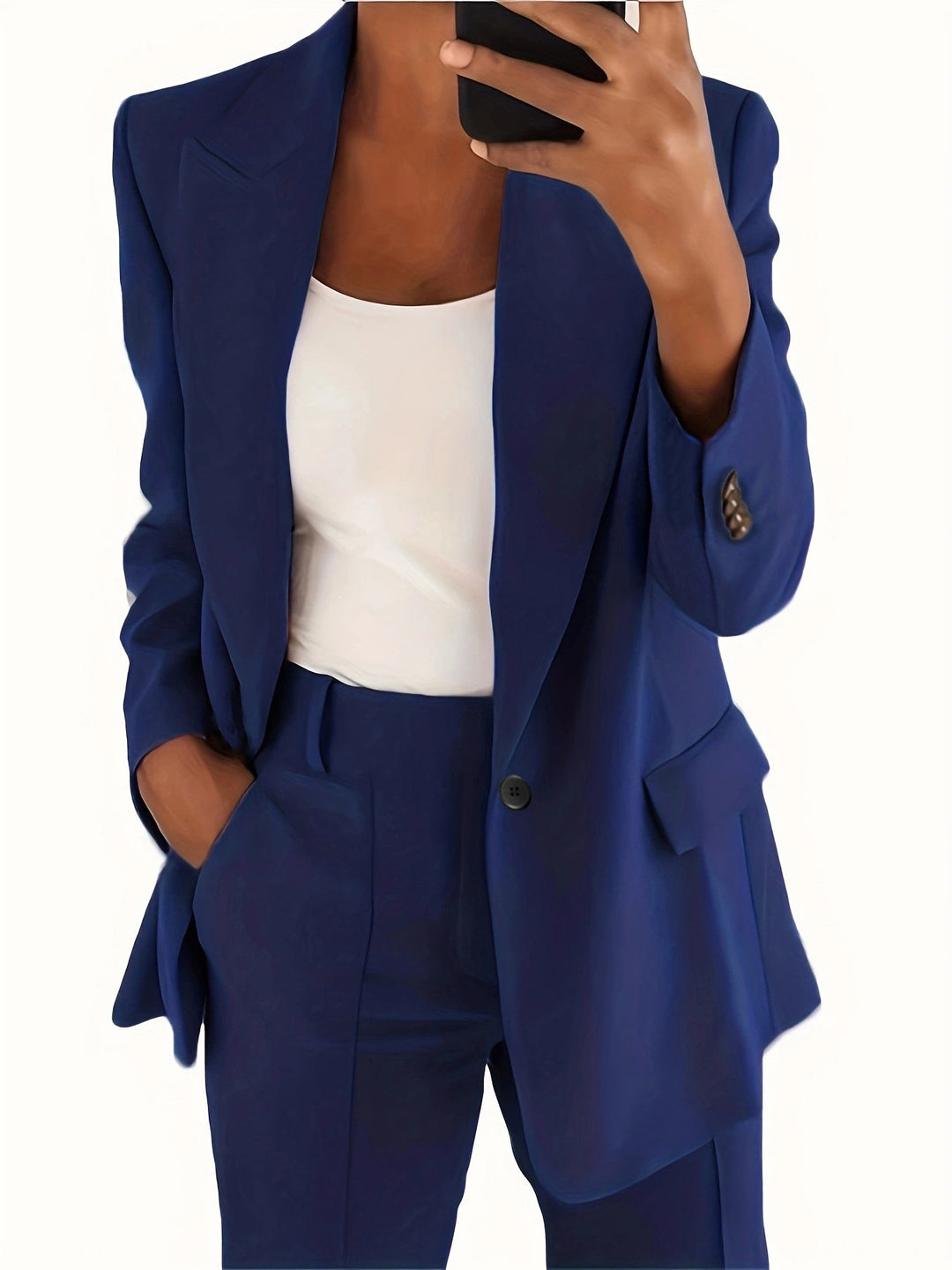 Damen nan taillierter Blazer-Hosen Businessanzug aus Stretchstoff Drune