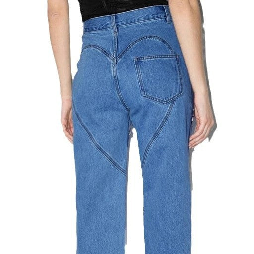 Damen Jeans mit Cut-Outs und funkelnden Details Drune