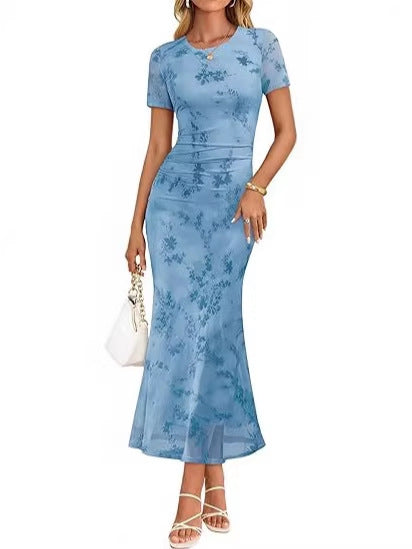 Damen Maxikleid mit floralen Stickereien Drune
