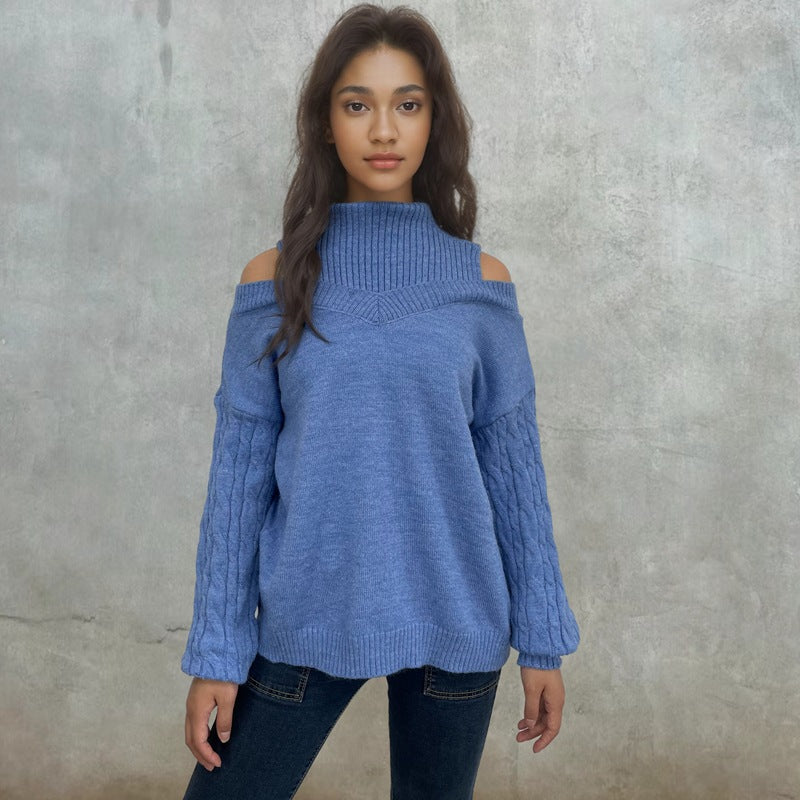Damen Strickpullover mit schulterfreiem Design und modischem Oversized-Schnitt Drune