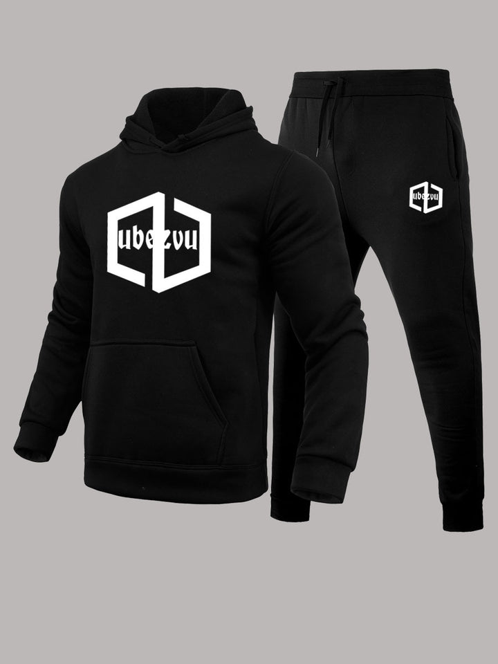 Herren Hoodie und Jogginghose Set mit praktischem Kängurutaschen-Design Drune