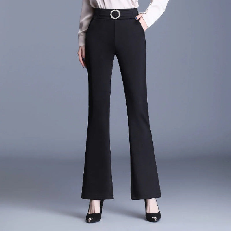 Damen Elegante High-Waist-Hose mit breitem Bein und dekorativem Gürtel Drune