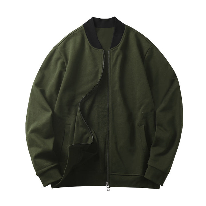 Herren nan sportlich-elegante Sweatjacke im Bomberstil mit Kontrastkragen und Zwei-Wege-Reißverschluss Drune