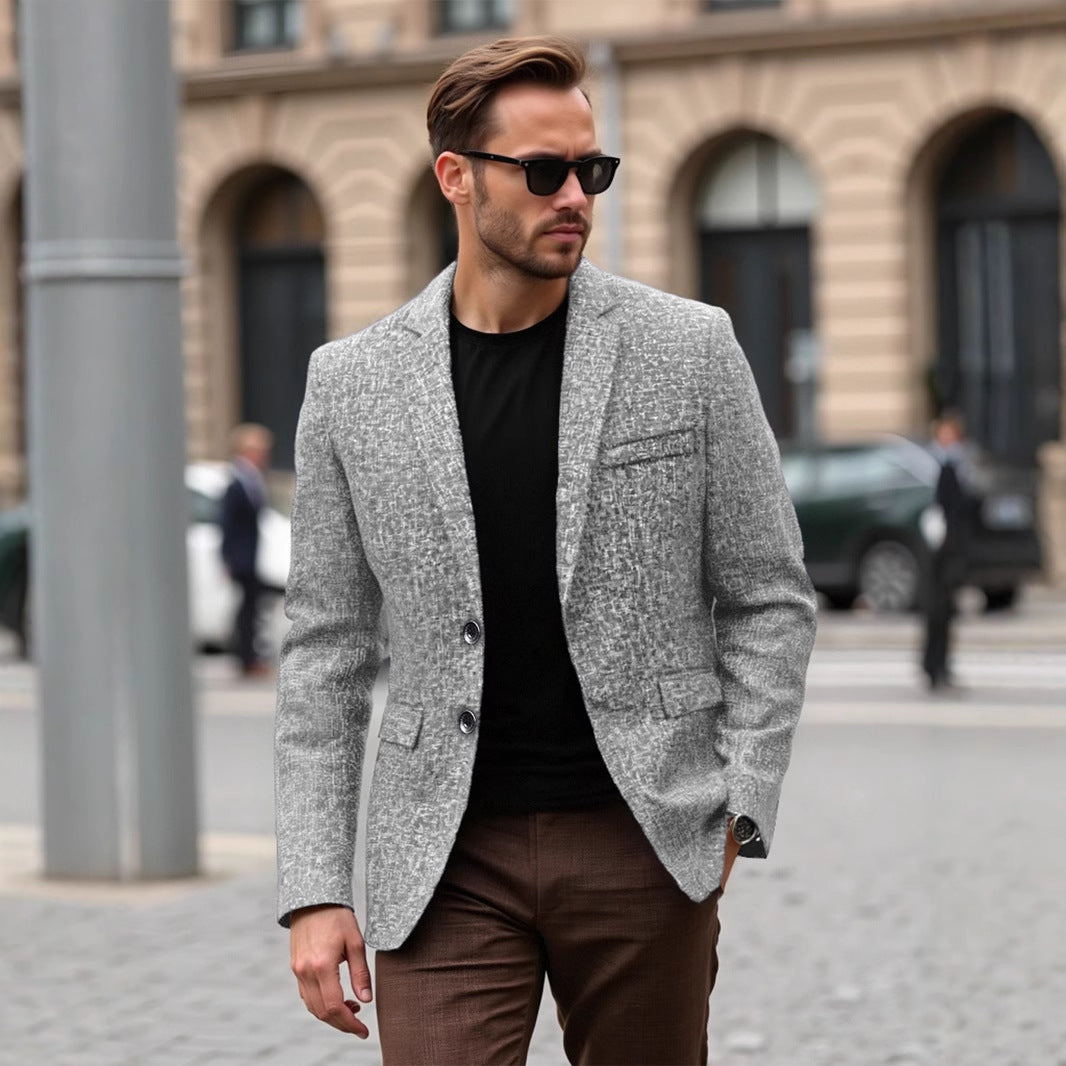 Herren eleganter strukturierten Blazer mit modernem Gewebe und stilvollen Details Drune