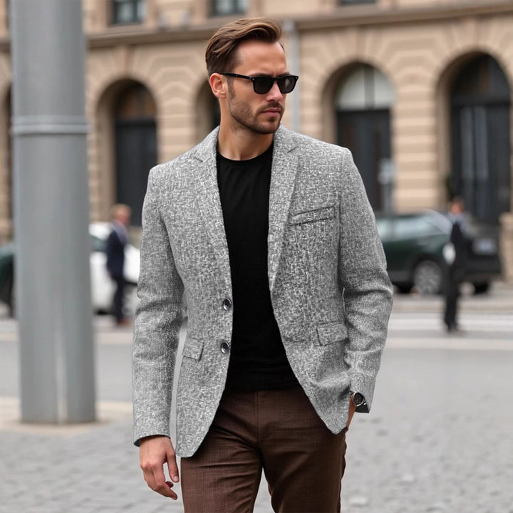Herren eleganter strukturierten Blazer mit modernem Gewebe und stilvollen Details Drune