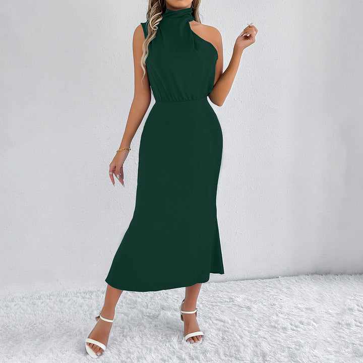 Damen Maxi-Kleid mit asymmetrischem Halter und fließendem Schnitt Drune