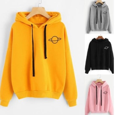 Damen lässiger Hoodie mit intergalaktischem Motiv Drune