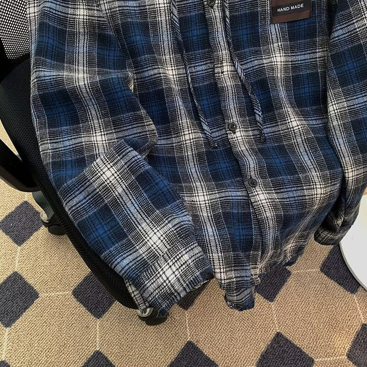 Damen Karo-Hemdjacke mit Kapuze Drune