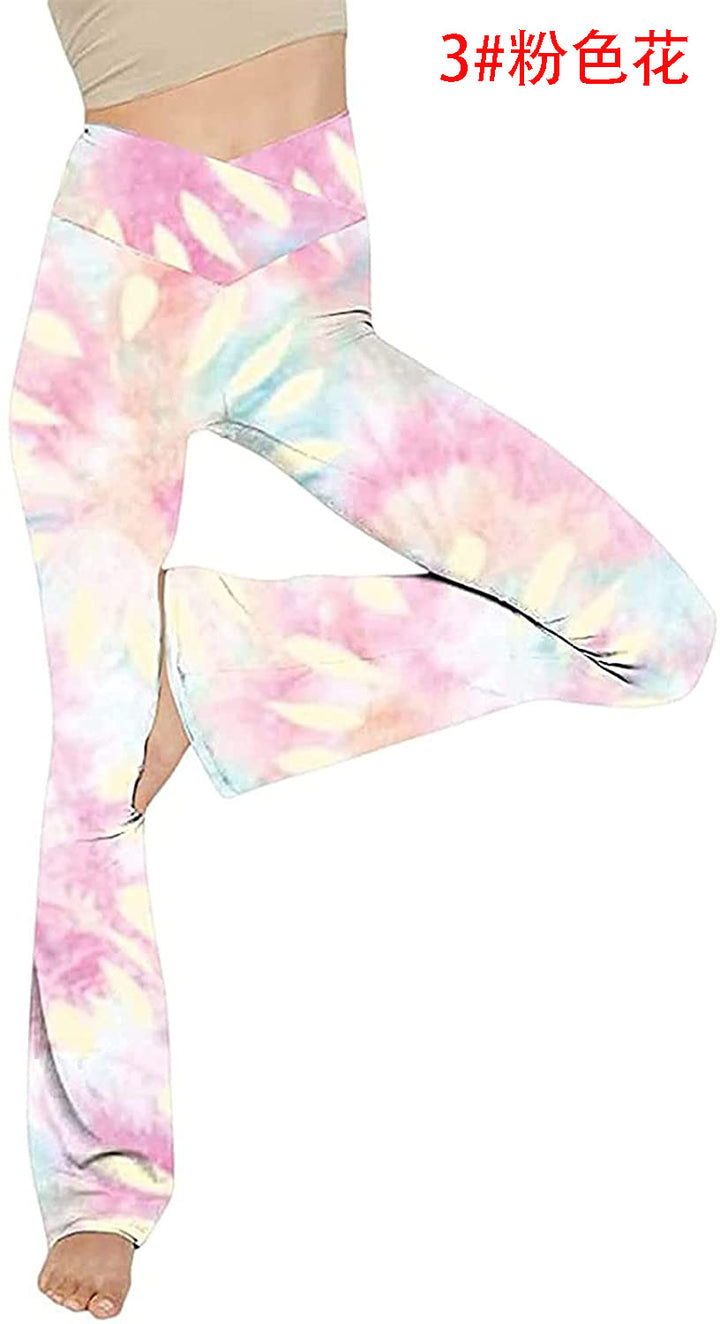 Damen nan taillenhohe Yogahose mit überkreuztem Bund und ausgestelltem Saum mit Schlitz Drune