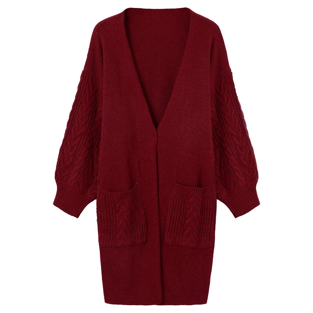 Damen gemütliche Strickjacke mit Taschen Drune