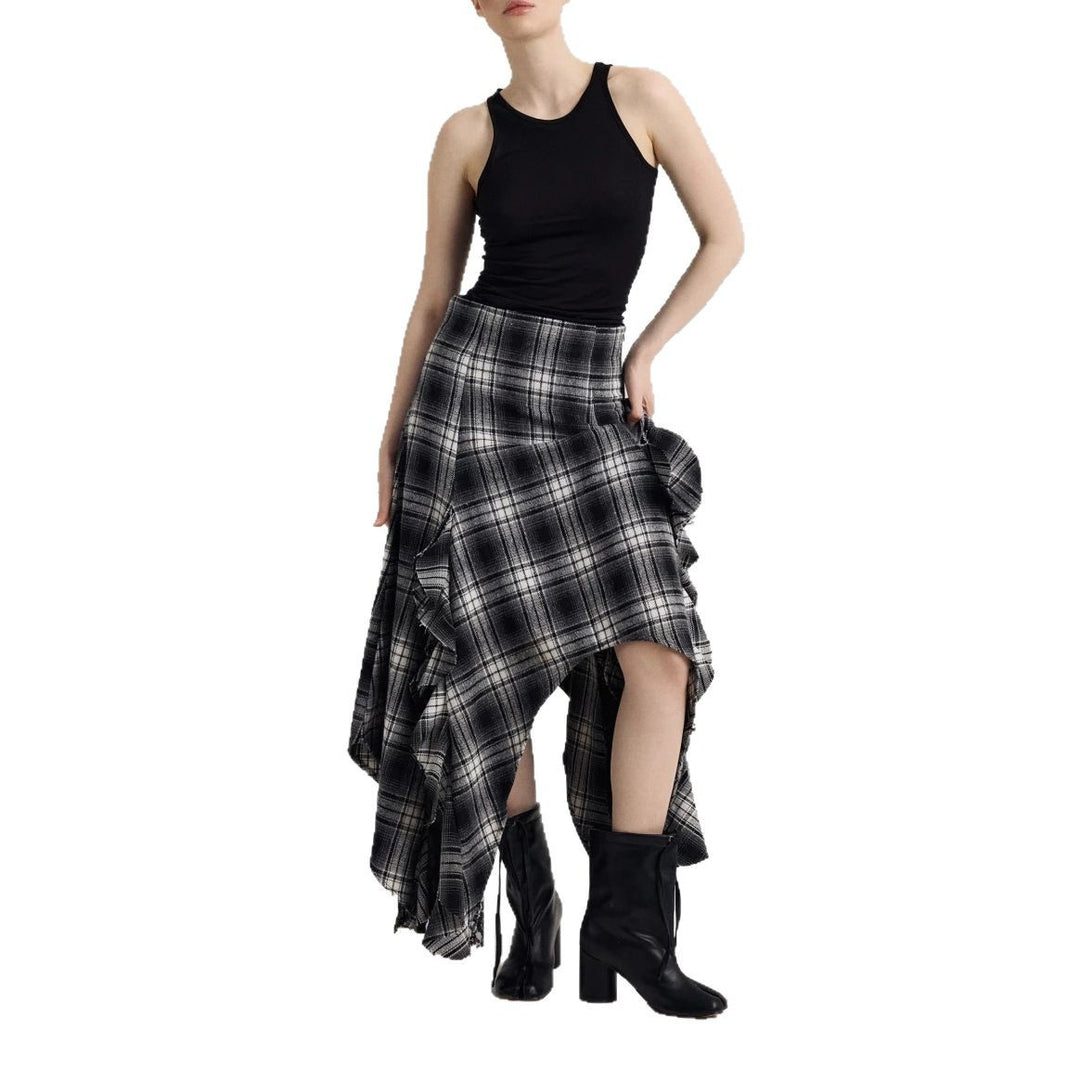 Damen Maxirock mit asymmetrischem Saum und Rüschendetails Drune