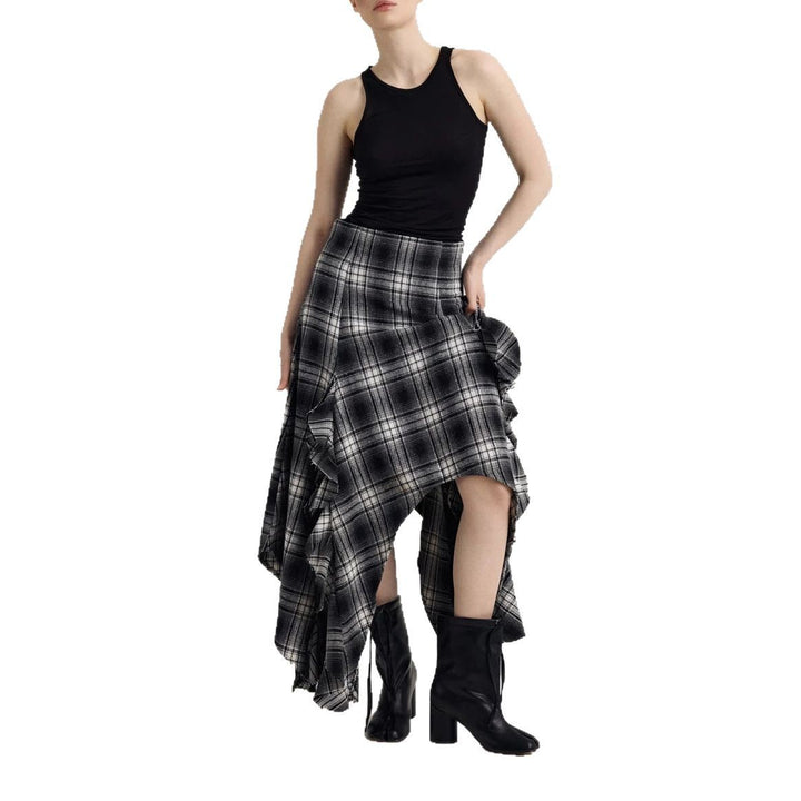 Damen Maxirock mit asymmetrischem Saum und Rüschendetails Drune