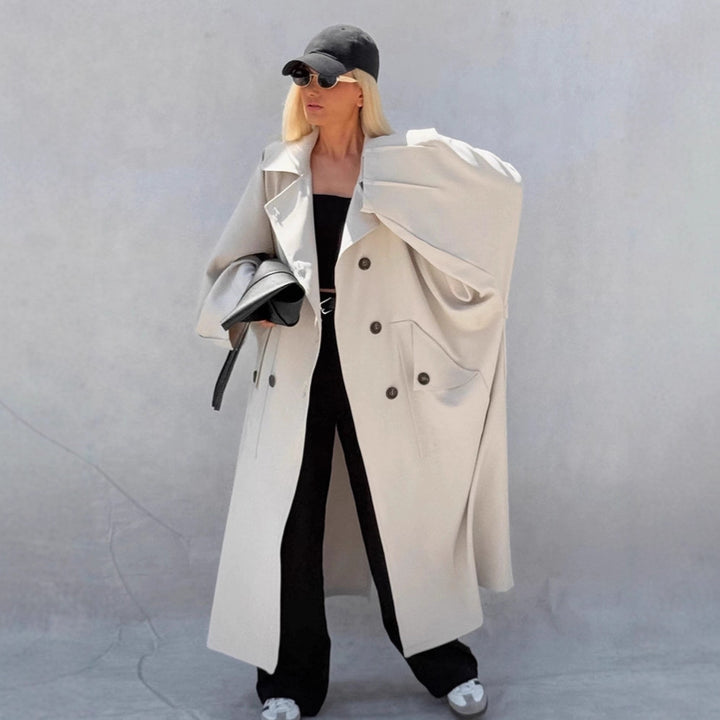 Damen Oversized Trenchcoat mit kreativem Schnitt und einzigartigen Details Drune