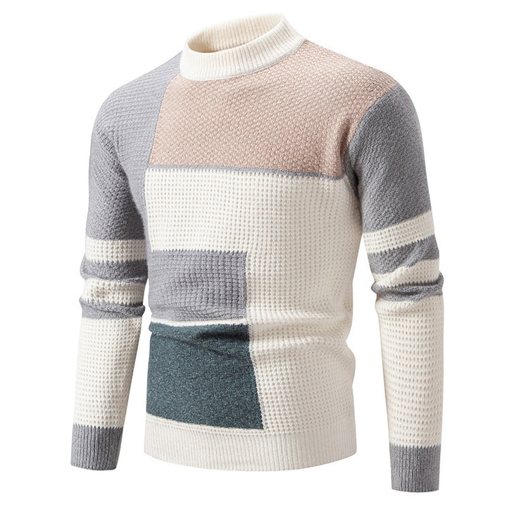 Herren modischer Pullover mit strukturiertem Farbblockdesign Drune