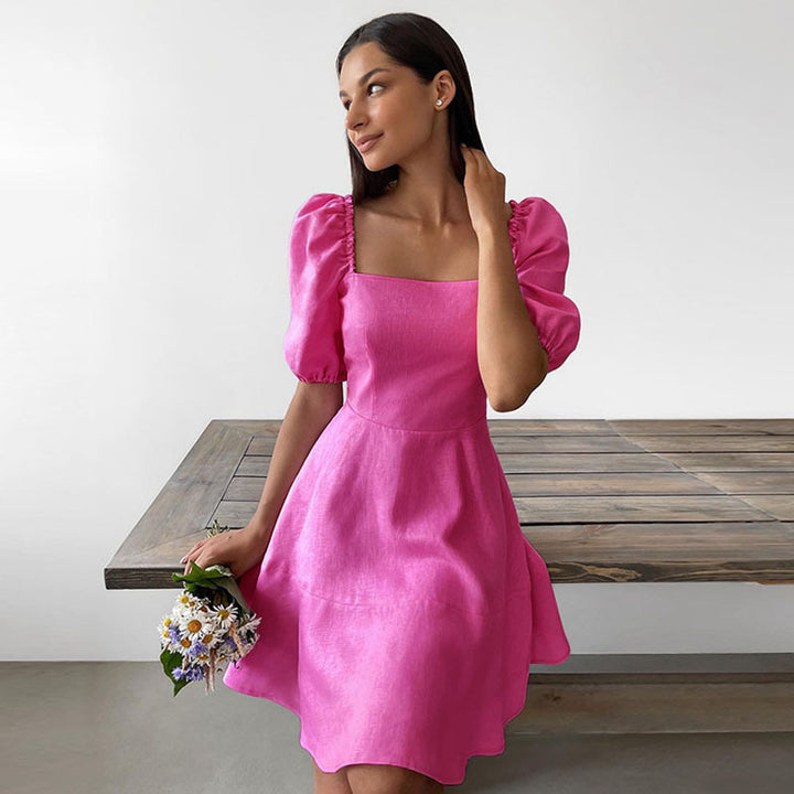 Damen Verspieltes Kleid mit großzügigen Puffärmeln und schwingendem Saum Drune